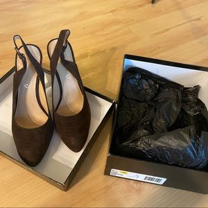 Nine West Brown Suede Sling Back With box 9.5